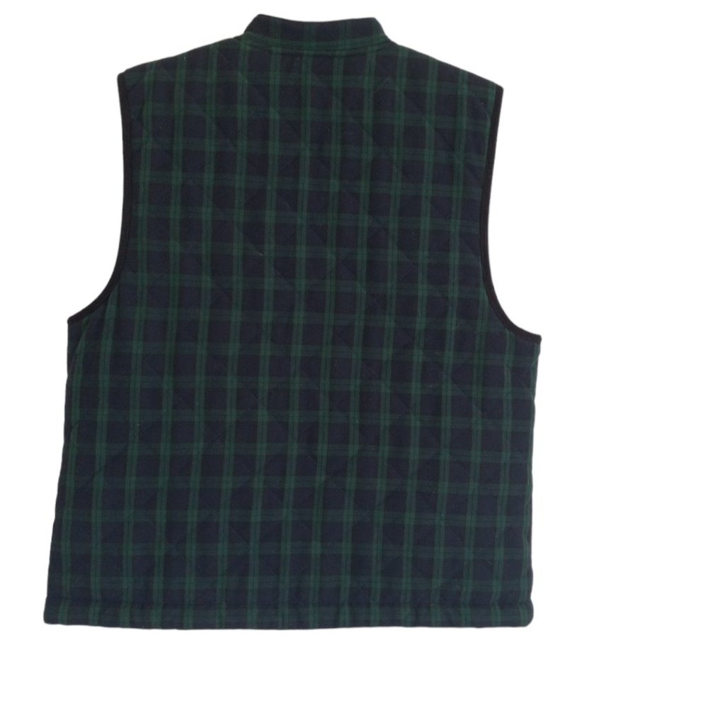 Talbots Petites Quilted Vest PS Blue Green Blackwatch Plaid Zip Pockets Like New - Picture 8 of 14